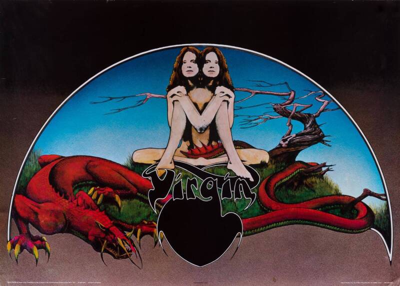 ROGER DEAN (Graphic Designer): Folio of posters, including "Virgin Record Label" (2), "Uriah Heep: The Wizard" (2), "Dragon and Tree", "Spring", "Paladin Charge" (3), "Zcarab" (3) & "Relayer". (Total 13 items).