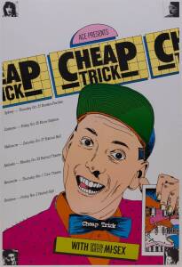 CHEAP TRICK: Poster, "Ace Presents, Cheap Trick, with Special Guests Mi-Sex", linen-backed, size 57x85cm.