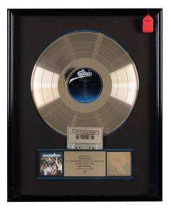 THE JACKSONS: Gold Record for "The Jacksons Live!" (1981), with plaque "Presented to, The Jacksons, To Commemorate the Sale of more than 500,000 copies of the Epic Records album and cassette "Live", with RIAA logo, framed & glazed, overall 43x54cm. Proven