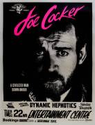 JOE COCKER: Poster, "Frontier Touring Co Pty Ltd, Prodly Present/ Joe Cocker/ A Civilized Man Down Under/ Tues 22 May Entertainment Centre", colour screenprint, 1984, linen backed, size 76x101cm.