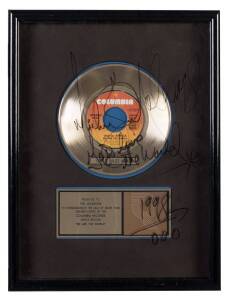 "WE ARE THE WORLD": Gold Record for the charity single "We Are The World" (1985), with plaque "Presented to, The Jacksons, To Commemorate The Sale of More Than 1,000,000 Copies of the Columbia Records Single Record "We Are The World", framed & glazed, sig