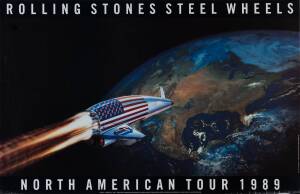THE ROLLING STONES: Poster, "Rolling Stones Steel Wheels, North American Tour 1989", size 87x56cm.