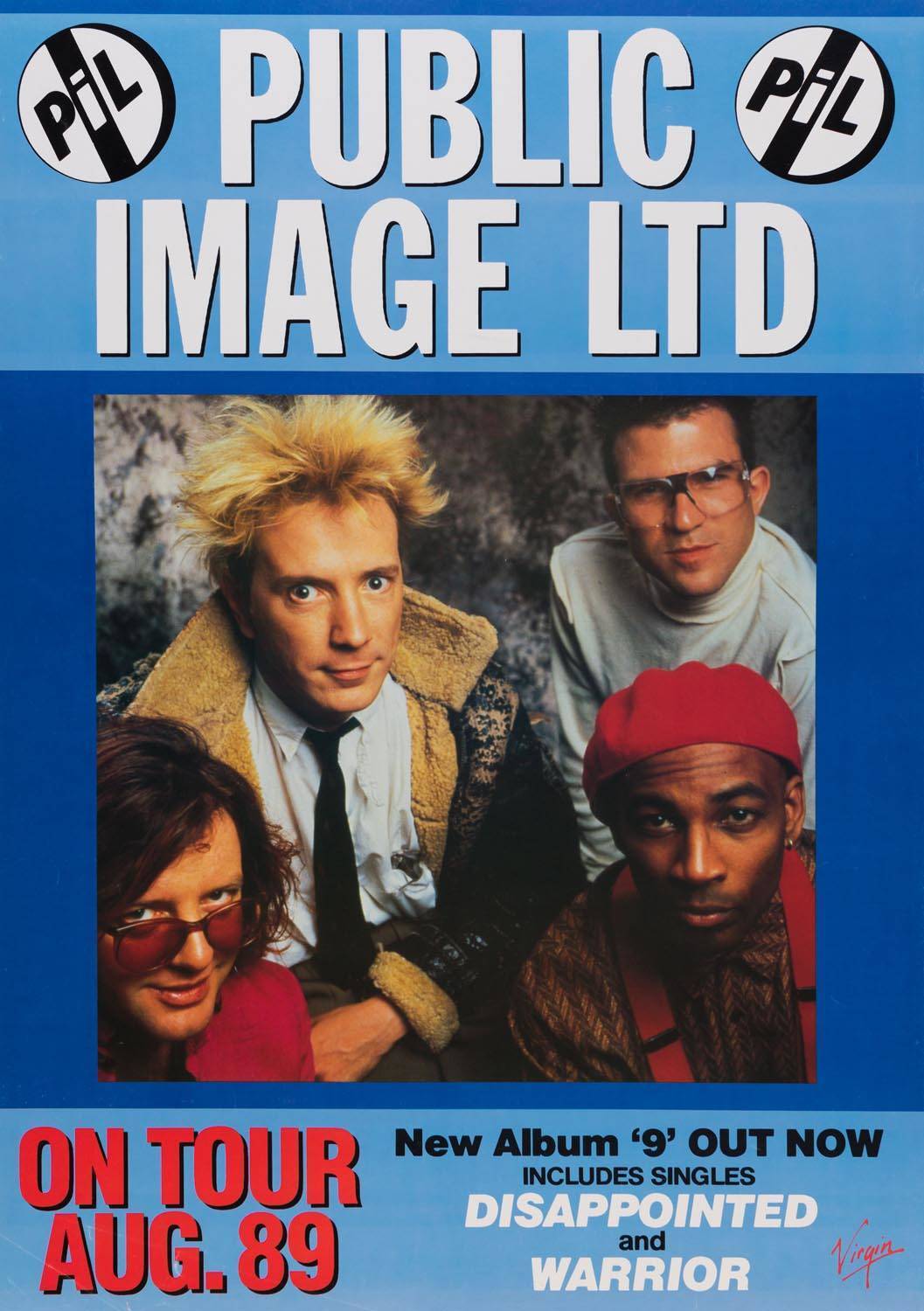 PUBLIC IMAGE LTD: Poster, PIL, Public Image Ltd, On Tour Aug.89