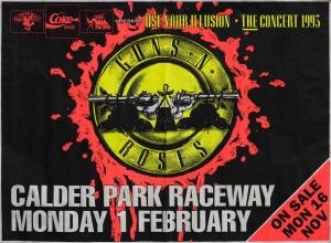 GUNS N' ROSES: 4-sheet poster, "Guns N Roses, Use Your Illusion - The Concert 1993, Calder Park Raceway Monday 1 February", from their first Australian tour, size 194x138cm.