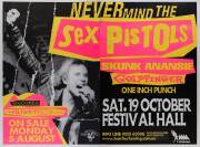 SEX PISTOLS: 4-sheet poster, "Never Mind The Sex Pistols, Here Comes the Filthy Lucre tour, Sat 19 October, Festival Hall", overall 205x152cm.