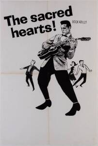 THE SACRED HEARTS: Poster, "The Sacred Hearts! Rockabilly" with Elvis-like image, linen-backed, size 51x76cm.