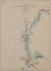 ANTARCTIC: "British Antarctic Expedition 1907. Route and Surveys of the South Magnetic Polar Party 1908-09. From Triangulations and Traverses by Douglas Mawson" [London, 1909], window mounted, framed & glazed, overall 54x69cm.