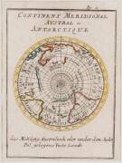 AUSTRALIA: Map, "Continent Meridional Austral ou Antarctique", by Allain Manesson-Mallet [Paris, c1683], hand-coloured, window mounted, framed & glazed, overall 26x31cm. {Map of the South Pole, with imaginary Terra Australis and an early idea of New Zeala