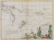 AUSTRALIA: Map, "Nuove Scoperte, Fatte nel 1765, 67 e 69 nel, Mare Del Sud", by Antonia Zatta [Venezia, 1776], hand-coloured, window mounted, framed & glazed, overall 64x53cm. {One of the earliest maps to show the tracks of the voyages of Capt. Cook, Cart