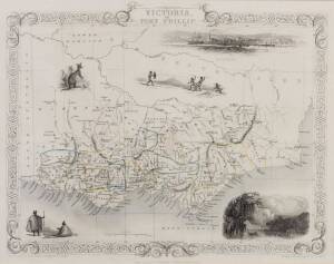 AUSTRALIA: Map, "Victoria, or Port Phillip", by John Tallis [London, 1851], window mounted, framed & glazed, overall 52x45cm.