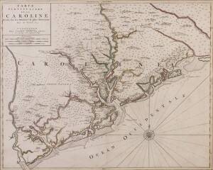 USA: "Carte Particuliere de la Caroline, Dresse sur les Memoires le plus Nouveaux, Par le Sieur S[anson]" by Pierre Mortier [Amsterdam, 1696], window mounted, framed & glazed, overall 78x66cm. {First state of this scarce and detailed map of the area aroun