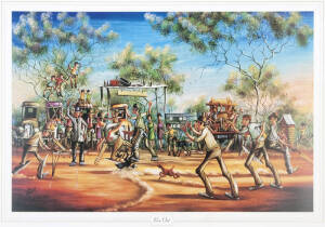 Prints (20) "Run Out" by Max Mannix, (unsigned), size 66x47cm. Fun, outback image; would frame-up nicely.