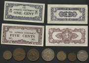 Collection remainders in box, noted Banknotes, Lebanon, Bank of Syria 1939 overprint, (two halfs taped together) - 3