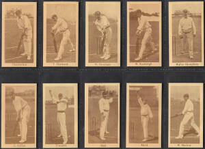 1956-99 cricket cards sets in album, noted 1956 Kane Products "1956 Cricketers" (1st & 2nd Series) [50]; 1995 County Print "England Cricket Characters" [25 - 9 signed]; 1996 Brindley "Australian Cricketers" [30]; 1983 Nostalgia "Cricketers 1896" [50]. G/V