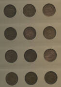 Half-Penny and Penny varieties in Dansco album, including die cracks, metal flows, laminations, Â½d and 1d blanks, 1d 1920 x6, 1928 Broken '8', 1932/33 overdate (VF), condition varied. - 2