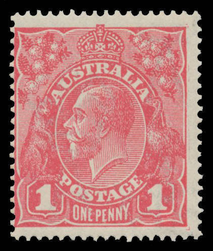 KGV LM Wmk: 1d carmine-pink Cooke Printings BW #73A, unmounted, Cat $1250. Scott Starling Certificate (2013).