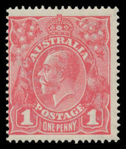 KGV LM Wmk: 1d carmine-pink Cooke Printings BW #73A, unmounted, Cat $1250. Scott Starling Certificate (2013).