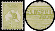 Roos 1st Wmk: 3d olive Die I with minor Doubling of the Design most evident at the upper-right margin, along the Queensland coast & in 'ST' of 'AUSTRALIA', the gum a little aged. Unlisted in the ACSC & stated to be the only mint example recorded, along wi