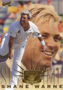 1997-98 Futera "Shane Warne International Cricketer of the Year Card", #25/100 (with Redemption card). VG.