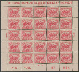 USA: 1893 Columbus 1c to 50c Scott #230-240, some reperforating is suspected & most (all?) have been regummed, Cat $US1400 (mint); and 1926 White Plains sheetlet (square corners) with Plate Number 18773, some gum loss (not thinning) in the lower margin bu