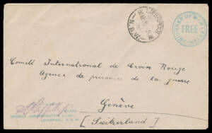 Postal History - WWI: LIVERPOOL: 1915 plain cover to the Red Cross in Switzerland with 'FREE' cachet & 'CENSORED/["DO Griffiths"] MAJOR/...' cachet both in green, Liverpool cds of 30MR15 & 'GENEVE 1/12.V.15/DIST LETTR' arrival b/s.