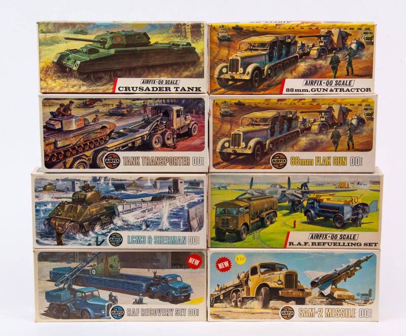 AIRFIX: Group of Military Hobby Kits Including LCM3 & Sherman (03301-9); And, Sam-2 Missile (03303-5); And, 88mm Flank Gun (02303-2). All mint and unbuilt in original cardboard packaging. (16 items)