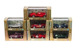 BRUMM: 1:43 Group of ORO Model Cars Including 1955 Mike Hawthorn 1st Le Mans Jaguar D-Type (R-147); And, Pedro Rodriguez Nascau Trophy Race Ferrari 250 T.R.S (R-155); And, Panamerica Mexico Alfa Romeo (R-145). All mint in original display cases (32 items)