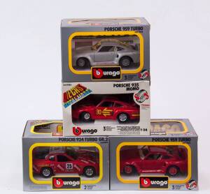 BURAGO: 1:24 Group of Porsche Model Cars Including Porsche 924 Turbo GR.2 (199); And, Porsche 935 Momo (184); And, Porsche 959 Turbo (163). All mint in original cardboard packaging. (4 items)