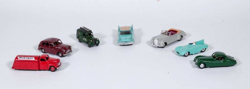 DINKY: Group of 1940’s-60’s Group of Model Cars Including Mobilgas Studebaker Tanker (440); And, Standard Vanguard (40E); And, Telephone Service Van (261). Mixed condition but mostly very good to good, all unboxed. (40 items approx.)