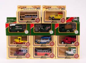 LLEDO: Group of ‘Models of Days Gone’ Including Golden West Bus; And, HP Sauce Van; And, Schweppes Truck. All mint in original cardboard packaging. (127 items)