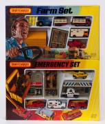 MATCHBOX: Group of Late 1970s Play Sets Including Farm Set (G-6); And, Emergency Set. All mint in original packaging. (2 items)