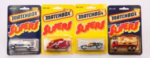 MATCHBOX: Group of Model ‘Supers’ Cars Blisterpacks Including Mercedes Container Truck (42); And, Combine Harvester (51); And, Site Dumper (26). All mint and unopened on original cardboard card. (140 items)