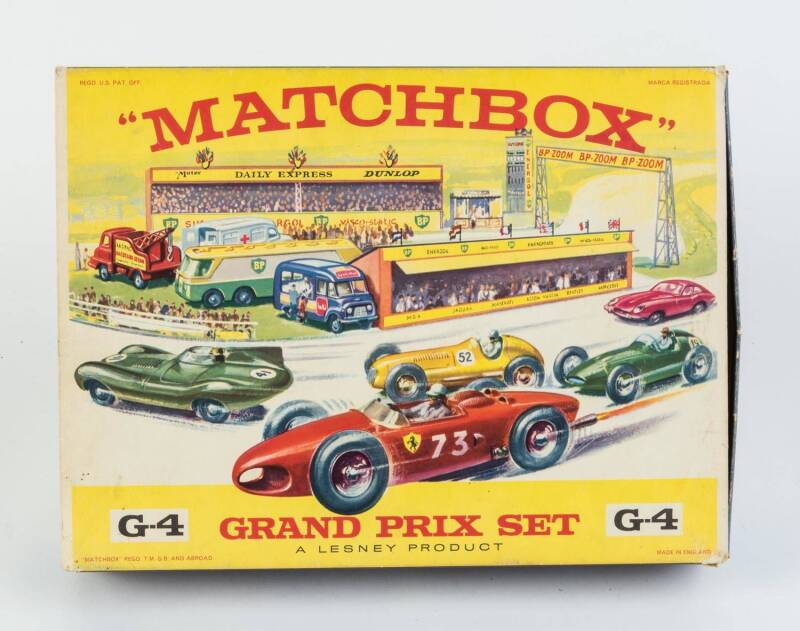 MATCHBOX: 1960s ‘Grand Prix’ Racetrack Set (G-4) Including "BP" Autotanker (M1), And Thames Trader Wreck Truck (13) and more. Near mint to mint in original cardboard packaging with original labels.