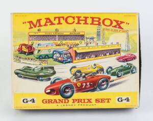 MATCHBOX: 1960s ‘Grand Prix’ Racetrack Set (G-4) Including "BP" Autotanker (M1), And Thames Trader Wreck Truck (13) and more. Near mint to mint in original cardboard packaging with original labels.