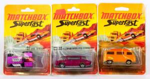 MATCHBOX: Group of 1970’s ‘Superfast’ Blister Packs Including Rod Roller (21); And, Eccles Caravan (57); And, Volkswagen Camper (23). All mint and unopened on original cardboard cards. (25 items approx.)