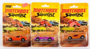 MATCHBOX: Group of 1970’s ‘Superfast’ Blister Packs Including Beach Buggy (30); And, Hot Rod Jeep (2); And, Mod Rod (1). All mint and unopened on original cardboard cards. (25 items approx.)