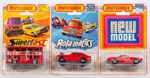 MATCHBOX: Group of Various 1970’s Blister Packs Including The Londoner (17); And, Hot Rocker (67); BMW 30 CSI (45). All mint and unopened on original cardboard cards. (45 items approx.)