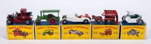 MATCHBOX: Group of 1960’s D Type ‘Model of Yesteryear’ Including Aveling & Porter Steam Roller (Y-11); And, 1912 Packard Landaulet (Y-11); And, Horse Bus (Y-12). All mint in original cardboard packaging. (9 items)