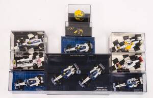 MINICHAMPS: 1:43 Group of Formula 1 Racing Cars Including Williams F1 Team BMW FW24 1st & 2nd Finish Malaysian GP 2002; And, Willaims FW 16 Renault 1994 France GP; And, R Zonta BAR Honda 02. All mint in original display cases. (47 items)