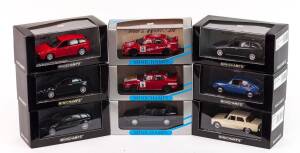MINICHAMPS: 1:43 Group of Alfa Romeo Model Cars Including 1994 Alfa Romeo BTCC G. Tarquini British Campion; And, 1972 Alfa Romeo Alfasud; And, 2006 Alfa Spider. All mint in original display cases. (29 items)