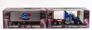 REVELL: 1:24 Peterbilt Classic Truck (8892) with Box Trailer ‘Trans World Trucking (8896). All mint in original cardboard packaging. (2 items)