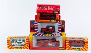 SOLIDO: Group of Model Cars Including Chervrolet Camaro (1338); And Ferrari Daytona (16); And, Toner Gram II Mack Pompiers (3106). All mint in original cardboard packaging (46 items)