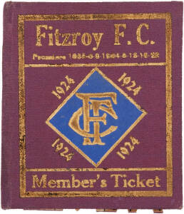 FITZROY: 1924 Member's Season Ticket, with fixture list & hole punched for each game attended. G/VG condition.