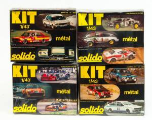 SOLIDO: 1:43 Group of Model Car Hobby Kits Including Porsche 934 (68K); And, BMW 530 (5089); And, Alfetta GTV (5082). All unbuilt in original cardboard packaging, slight damage to some of the packaging. (14 items)