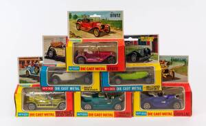 TINTOYS: Group of ‘Models of Classic Cars’ Including 1914 Stutz (WT-234); And, 1913 Cadillac (WT-233); And, 1906 Rolls Royce Silver Ghost (WT-232) All mint in original packaging. (12 items)