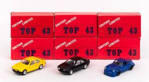 TOP 43: Group of Model Cars Including BMW 528 Sartec (0022); And, Porsche 911 SC Kenwook Tour De Corse 82 (0081); And, Renault Turbo Sodicam 1982 (0057). All mint in original cardboard packaging with 1982 leaflet. (54 items) 