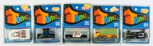 TOMICA: Group of Blister Pack Model Cars Including Dodge Cornet Custom; And, Type T Ford (F11); And, Lancia Stratos Turbo (F29). All mint in original cardboard packaging. (60 items approx)