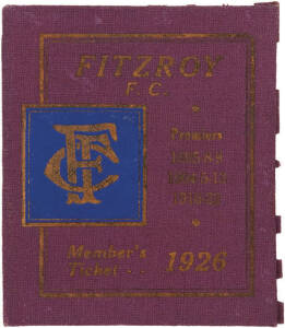 FITZROY: 1926 Member's Season Ticket, with fixture list & hole punched for each game attended. G/VG condition.