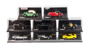 VITESSE: 1:43 Scale Group of Model Cars Including Lancia Stratos (27001); And, Mercedes 170 (28500); And, Volkswagen Beetle Cabriolet (35751). All mint in original display case. (25 items)