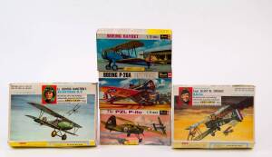 Group of Vintage Aeroplane Hobby Kits Including REVELL: 1:72 Boeing Kaydet (H-649); And, FROG: 1:72 Gloster Whittle (F174); And, RENWAL: 1:72 Capt Elliot W. Springs S.E.5a (262:79). Most mint, all in original cardboard packaging. (17 items) 